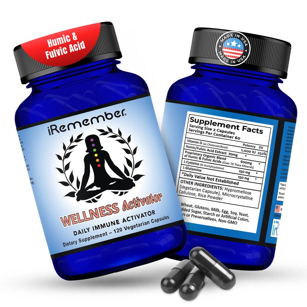 iRemember Daily Wellness Activator – Fulvic & Humic Minerals with NAC, Vitamin D3 & L-Glutamine | Supports Immune Health, Cellular Balance & Daily Vitality | 120 Vegan Capsules.
