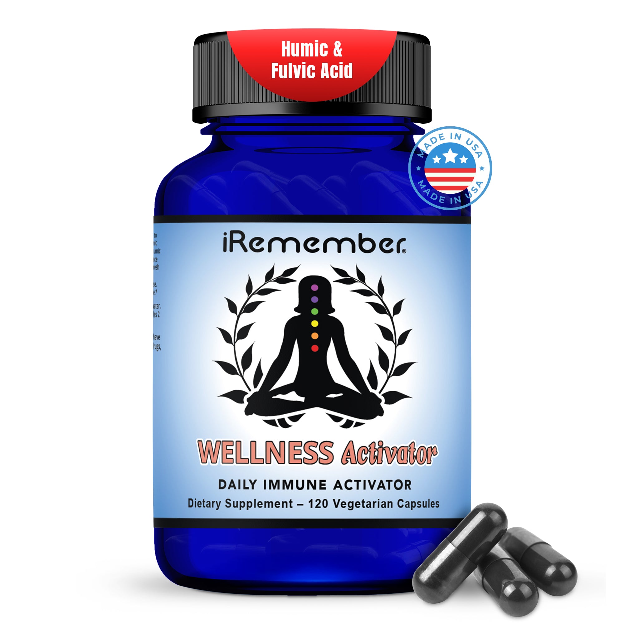 iRemember Daily Wellness Activator – Fulvic & Humic Minerals with NAC, Vitamin D3 & L-Glutamine | Supports Immune Health, Cellular Balance & Daily Vitality | 120 Vegan Capsules.