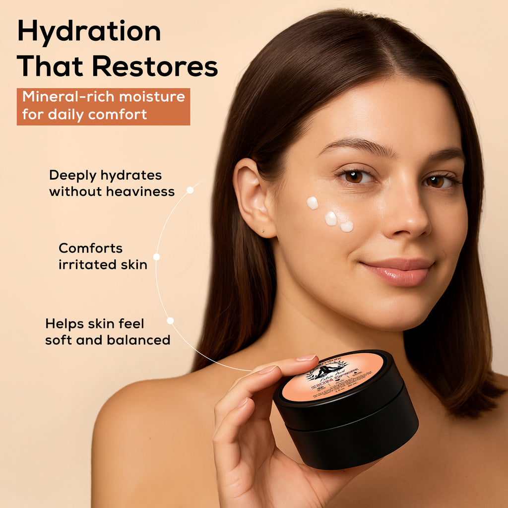 Fulvic Acid Skin Cream – Hydrating Face & Body Moisturizer with Aloe Vera, Shea Butter & Vitamin E | Nourishes, Soothes & Softens Dry, Sensitive, and Irritated Skin | For Women & Men | 2 oz.Ho
