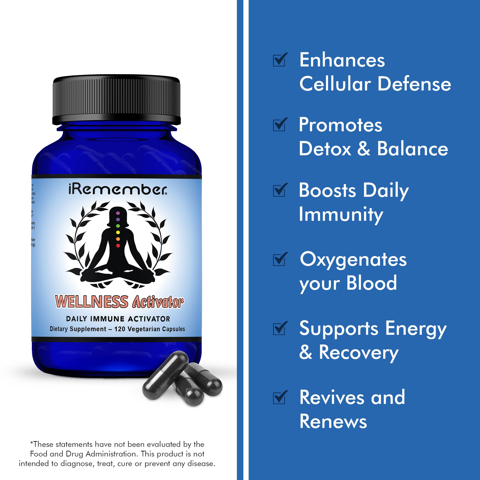 iRemember Daily Wellness Activator – Fulvic & Humic Minerals with NAC, Vitamin D3 & L-Glutamine | Supports Immune Health, Cellular Balance & Daily Vitality | 120 Vegan Capsules.